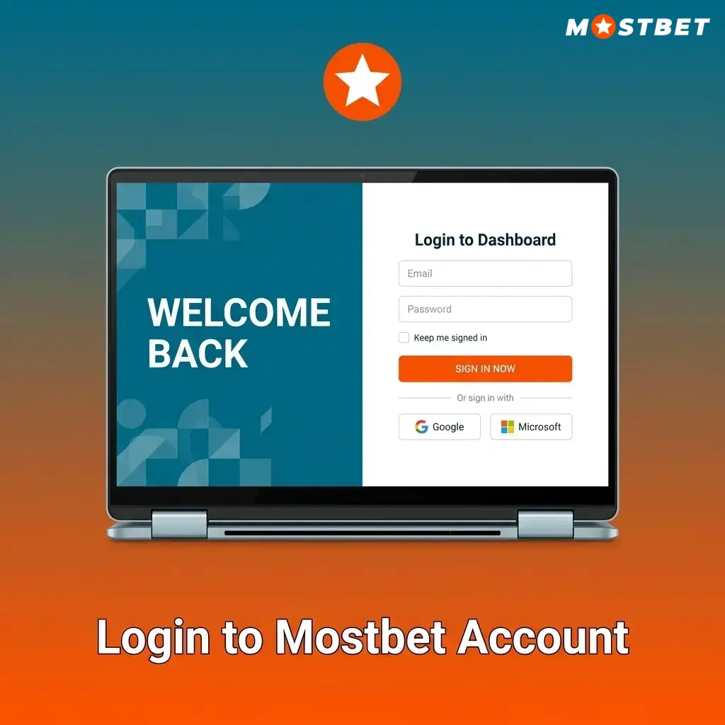 Mostbet login page showing email and password fields with a Login button to access account balance and bets