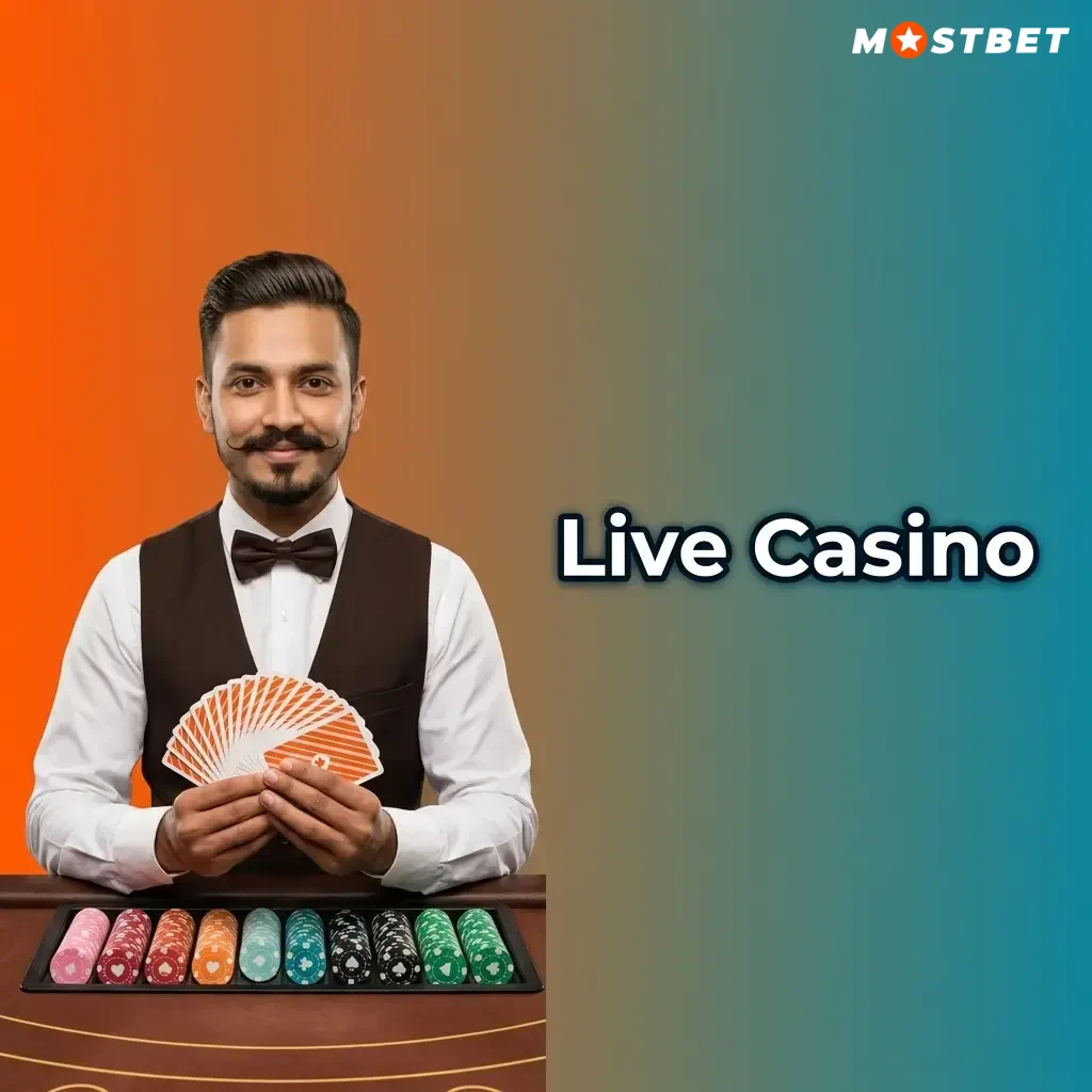 Mostbet Live Casino with real dealers streaming Blackjack, Roulette, Baccarat, Andar Bahar and Teen Patti in HD