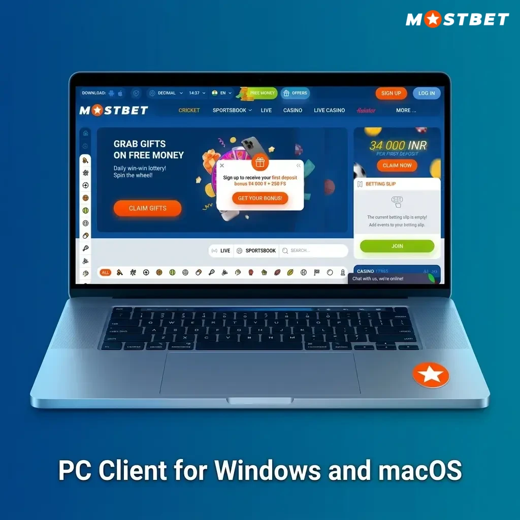 Mostbet website accessible on Windows and macOS browsers without a dedicated desktop app